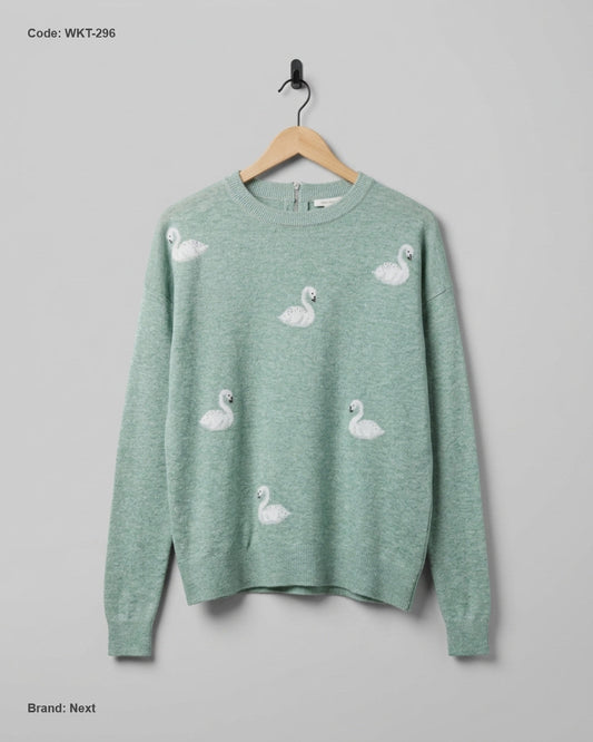 Shop Premium Winter Knitted Tops by Next | Preloved Branded Clothes | Green polyester | Women | OTS Thrift Store Karachi Pakistan