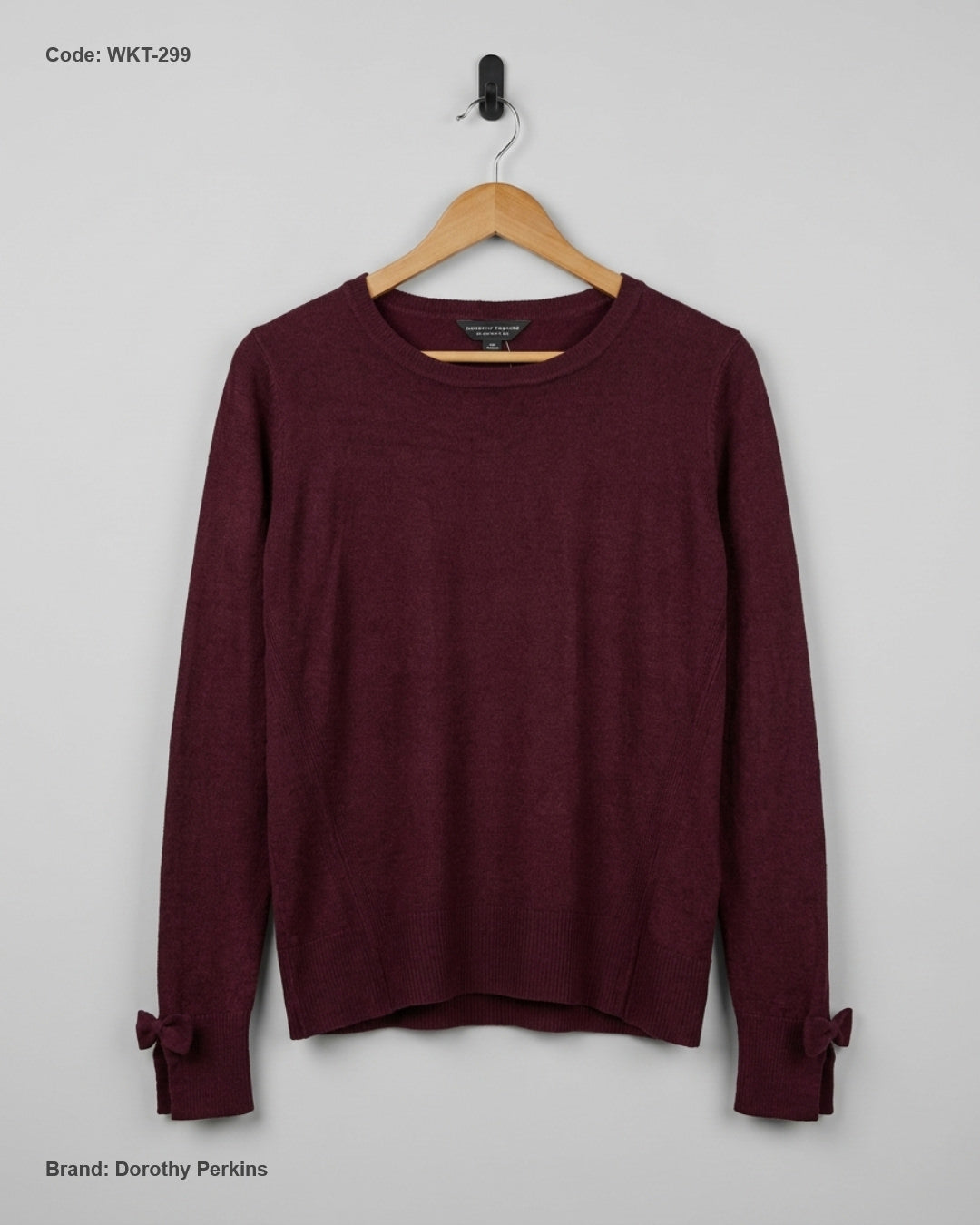 UK Imported secondhand Winter Knitted Tops - Dorothy Perkins brand, Maroon VISCOSE, Premium condition, for Women - Online Thrift Store Lahore Pakistan