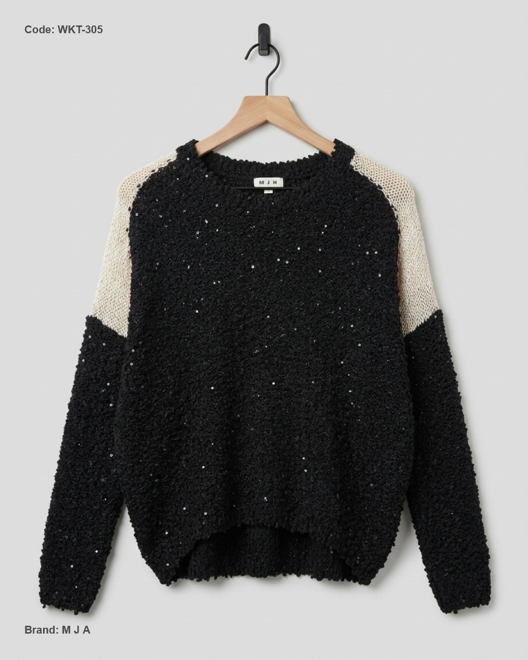 M J A (WKT-305) Sequined Bouclé Knit Sweater