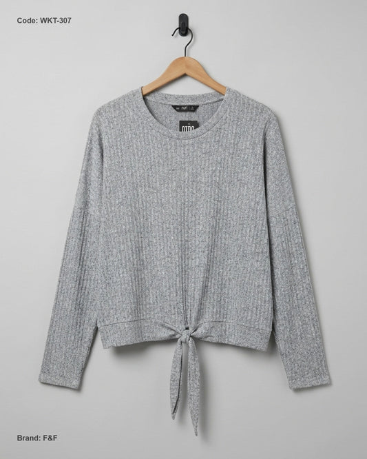 Shop Premium Winter Knitted Tops by F&F | Preloved Branded Clothes | Gray polyester | Women | OTS Thrift Store Peshawar Pakistan