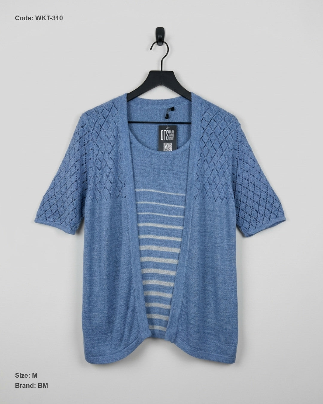 Secondhand Branded Winter Knitted Tops by BM, Blue polyester fabric, Premium condition, for Women - Online Thrift Shop Karachi Pakistan