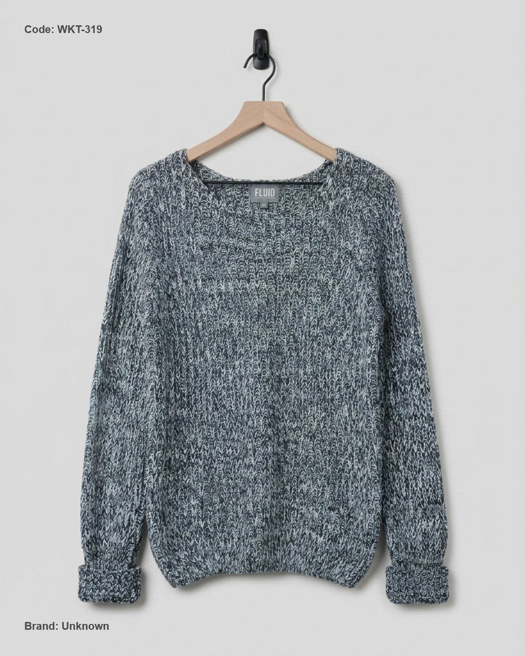 Preloved Excellent Winter Knitted Tops by Unknown, Black & White ACRYLIC for Women - OTS Thrift Shop Lahore Pakistan
