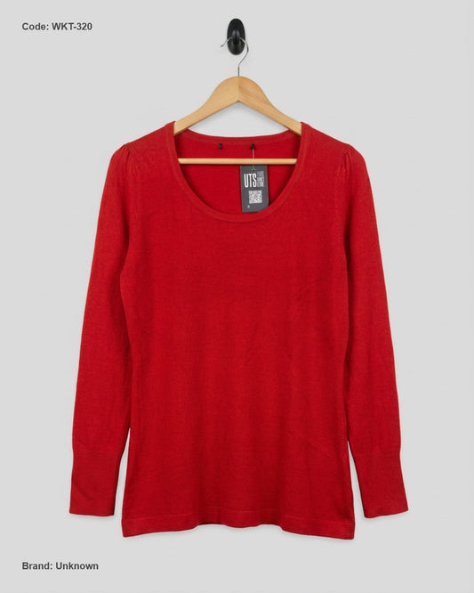 Shop Premium Winter Knitted Tops by Unknown | Preloved Branded Clothes | Red VISCOSE | Women | OTS Thrift Store Karachi Pakistan