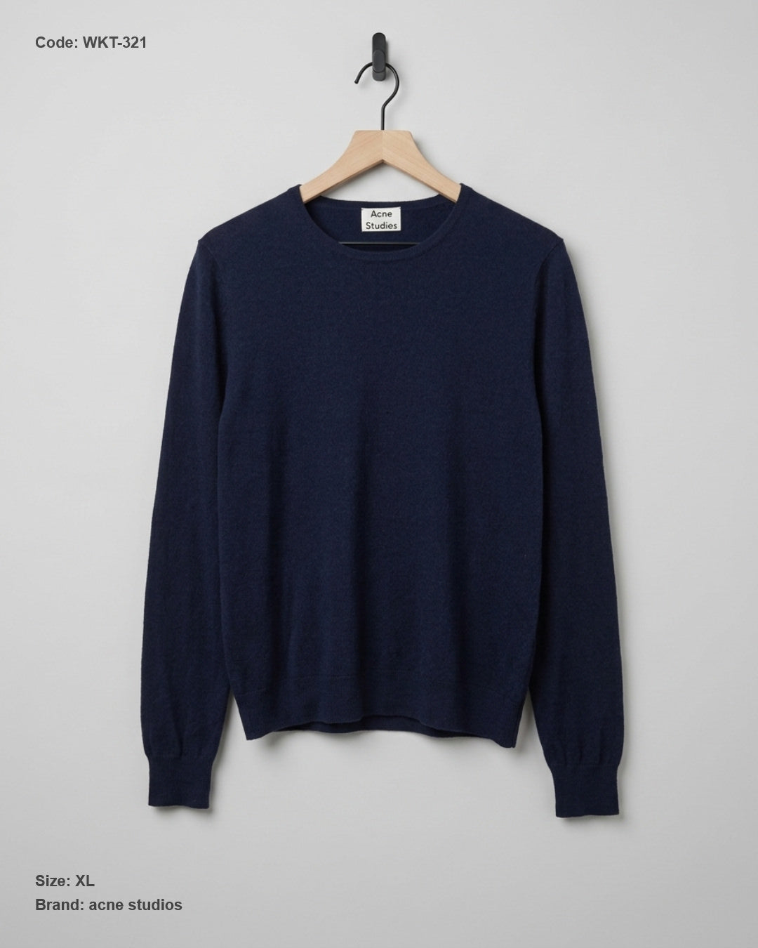 Shop Excellent Winter Knitted Tops by Acne Studios | Preloved Branded Clothes | DarkBlue wool | Women | OTS Thrift Store Islamabad Pakistan