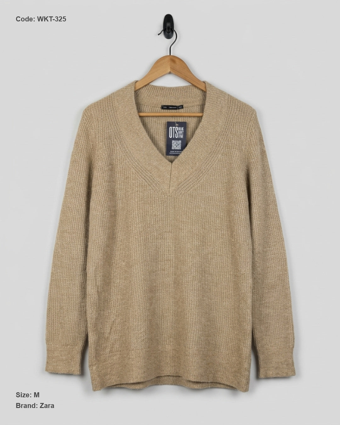 UK Imported secondhand Winter Knitted Tops - Zara brand, Beige Acrylic, Excellent condition, for Women - Online Thrift Store Peshawar Pakistan