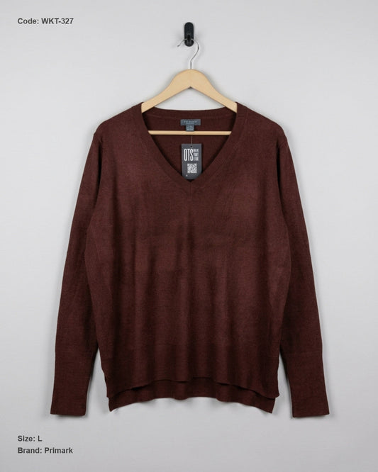 Preloved Premium Winter Knitted Tops by Primark, Brown Acrylic for Women - OTS Thrift Shop Karachi Pakistan