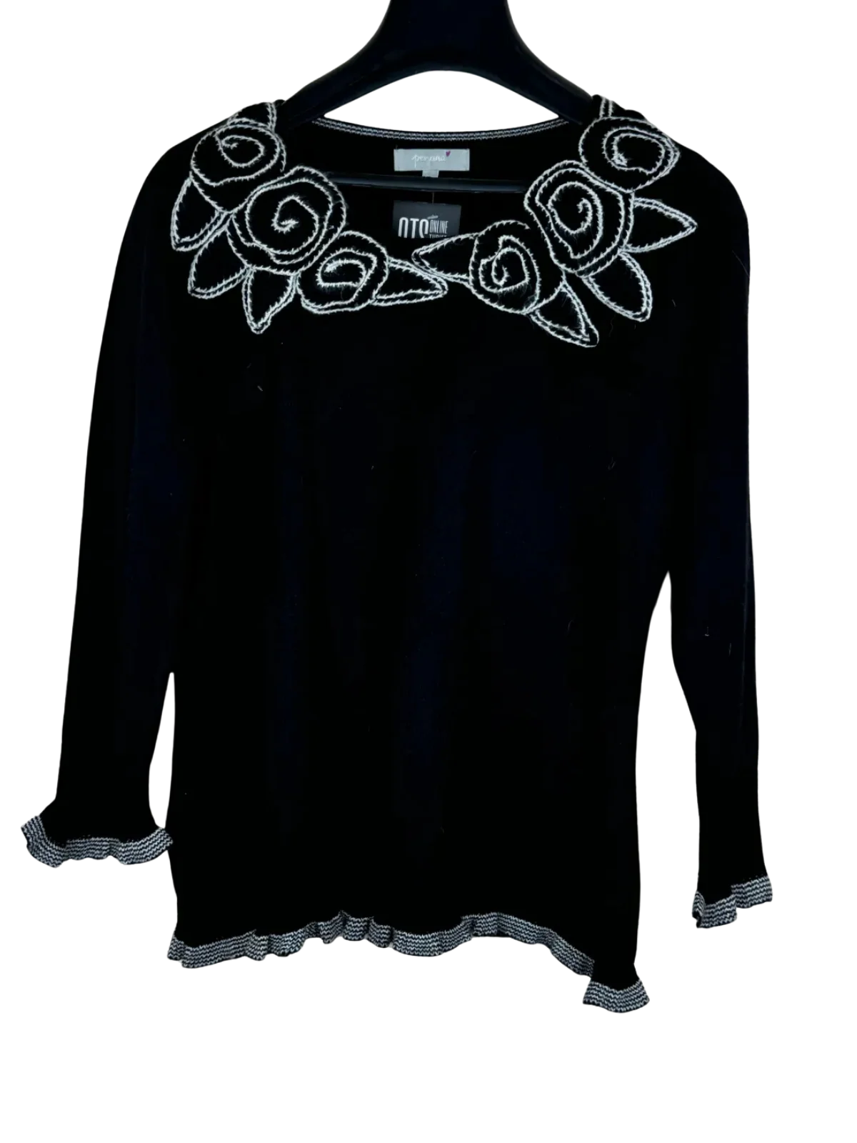 Shop Premium Plus Winter Knitted Tops by Per Una | Preloved Branded Clothes | Black Acrylic | Women | OTS Thrift Store Lahore Pakistan