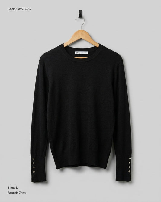 Premium Condition Winter Knitted Tops | Preloved Zara | Black viscose | Thrift Shop for Women Lahore Pakistan | OTS