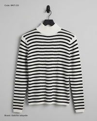 Galeries lafayette (WKT-335) Striped Mock Neck Sweater