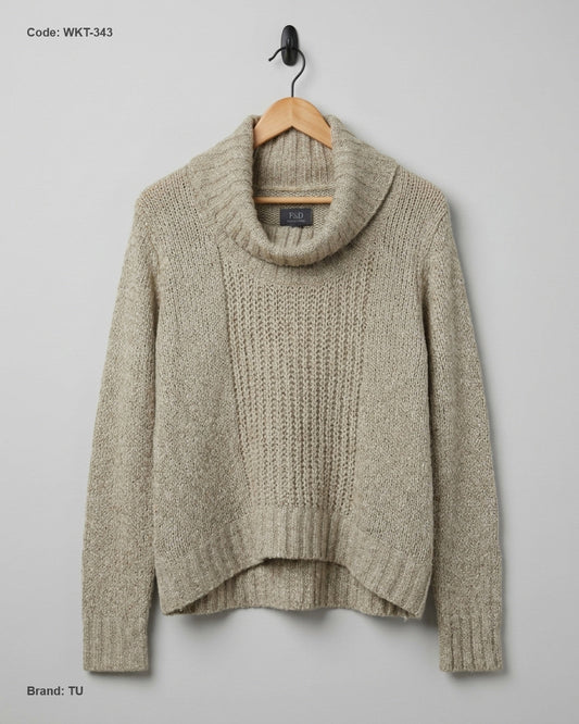 Excellent Condition Winter Knitted Tops | Preloved TU | Beige Acrylic | Thrift Shop for Women Islamabad Pakistan | OTS