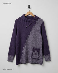 Unknown (WKT-344) Asymmetric Patchwork Knit Sweater