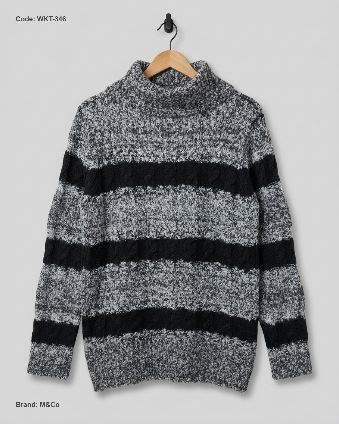 Preloved Excellent Winter Knitted Tops by M&Co, Gray Acrylic for Women - OTS Thrift Shop Lahore Pakistan