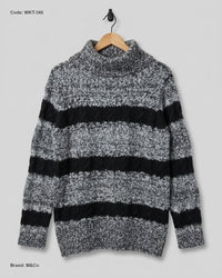 M&Co (WKT-346) Funnel Neck Striped Sweater