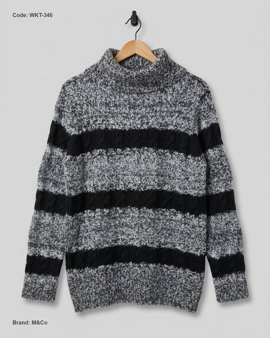 Preloved Excellent Winter Knitted Tops by M&Co, Gray Acrylic for Women - OTS Thrift Shop Lahore Pakistan
