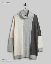 Peacocks (WKT-348) Color-Block Tunic Sweater