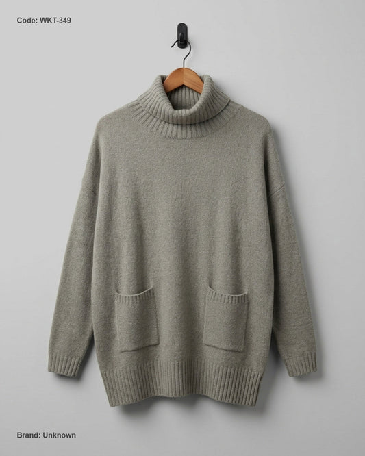 Preloved Premium Winter Knitted Tops by Unknown, Brown Acrylic for Women - OTS Thrift Shop Lahore Pakistan