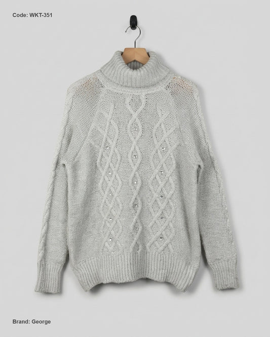 Shop Excellent Winter Knitted Tops by George | Preloved Branded Clothes | OffWhite Acrylic | Women | OTS Thrift Store Karachi Pakistan