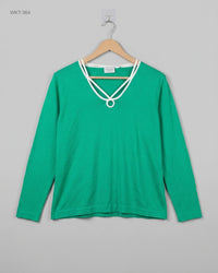 MODE CLASSICS (WKT-364) V-Neck Knit Top