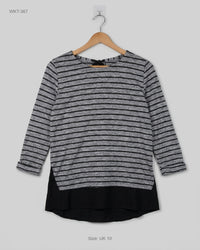 Atmosphere (WKT-367) Layered-Hem Striped Top