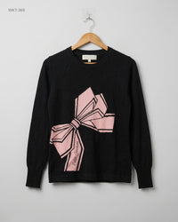 PETITE COUTURE (WKT-369) Graphic Bow Sweater