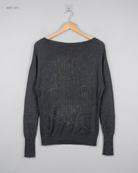 CUT LABEL (WKT-371) Graphic Boat-Neck Sweater