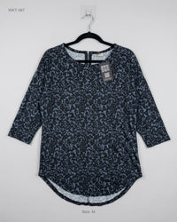 Beloved (WKT-387) Three-Quarter Sleeve Curved Hem Top