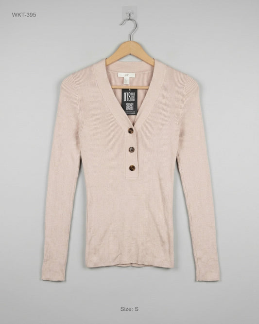 Secondhand Branded Winter Knitted Tops by H&M, Beige Polyester fabric, Premium condition, for - Online Thrift Shop Lahore Pakistan