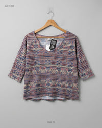 Zara (WKT-398) V-Neck Textured Knit Top