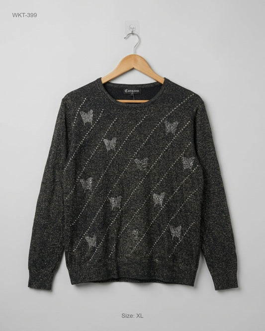 UK Imported secondhand Winter Knitted Tops - CORA ZON brand, Black Polyester, Premium condition, for - Online Thrift Store Islamabad Pakistan