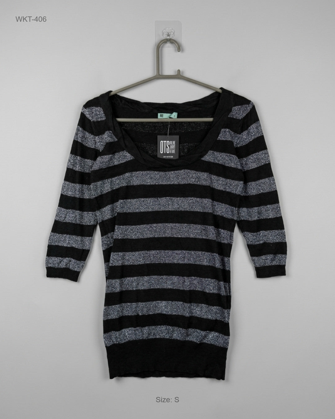 MINO (WKT-406) Striped Metallic Knit Top