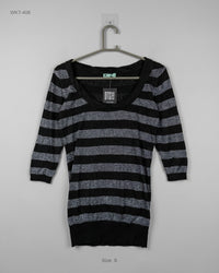 MINO (WKT-406) Striped Metallic Knit Top