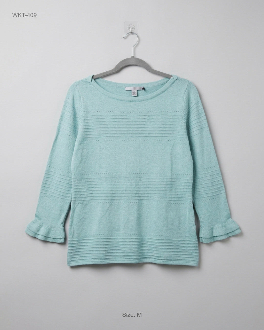 Black Market (WKT-409) Boat Neck Knit Top with Ruffle Cuffs