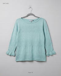 Black Market (WKT-409) Boat Neck Knit Top with Ruffle Cuffs