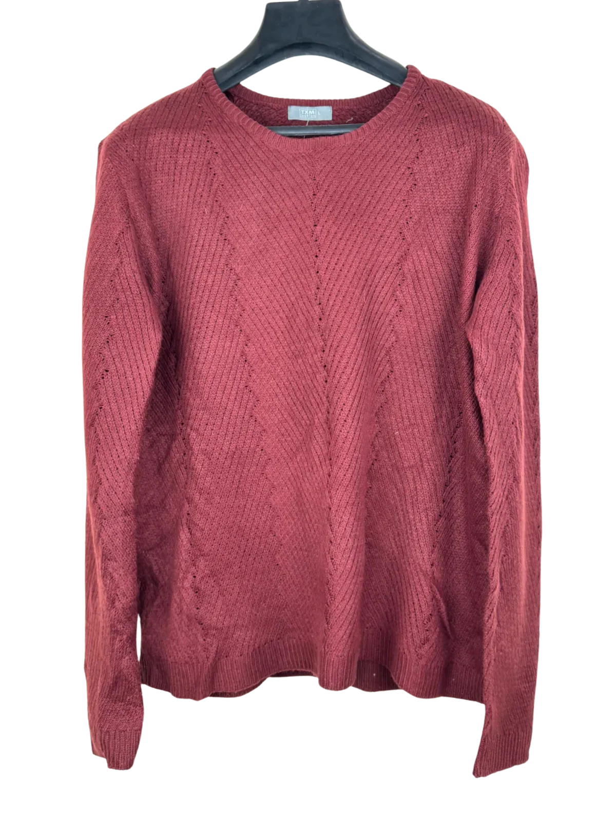Secondhand Branded Winter Knitted Tops by TXM, Maroon Acrylic fabric, Premium Plus condition, for Women - Online Thrift Shop Karachi Pakistan