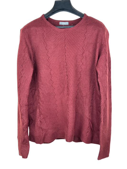 Secondhand Branded Winter Knitted Tops by TXM, Maroon Acrylic fabric, Premium Plus condition, for Women - Online Thrift Shop Karachi Pakistan