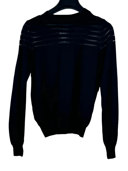 Shop Good Winter Knitted Tops by Mango | Preloved Branded Clothes | Black Viscose | Women | OTS Thrift Store Lahore Pakistan