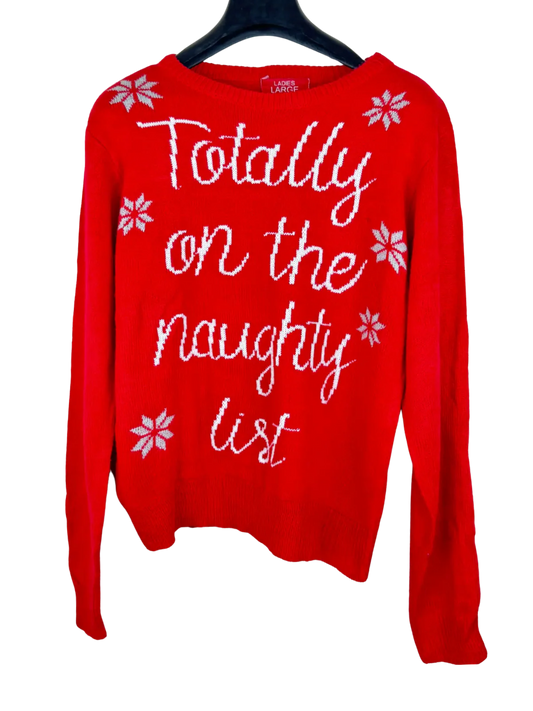 Shop Premium Plus Winter Knitted Tops by Ladies Large | Preloved Branded Clothes | Red Acrylic | Women | OTS Thrift Store Karachi Pakistan