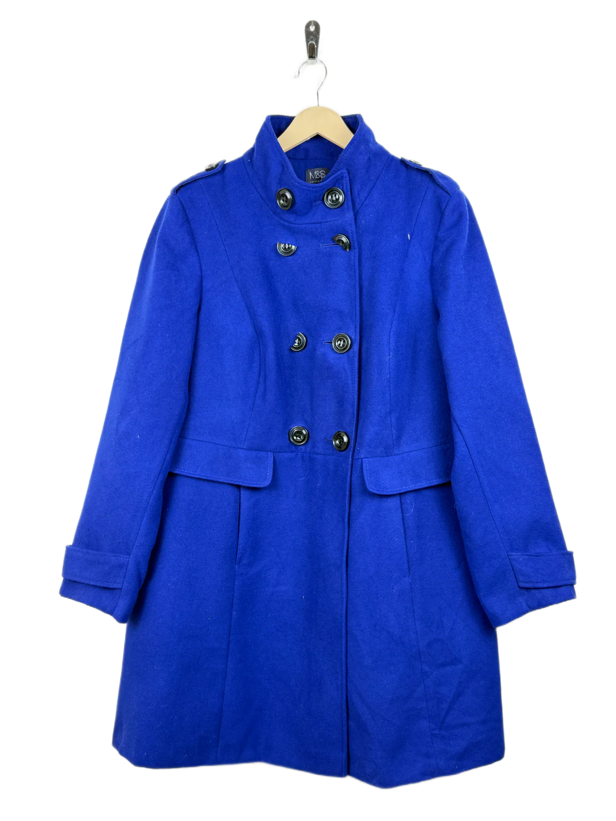 Shop Good Winter Long Cardigans by Marks & Spencer | Preloved Branded Clothes | Blue Polyester | Women | OTS Thrift Store Peshawar Pakistan