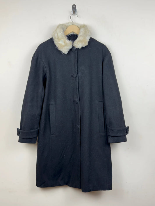 Secondhand Branded Women's Winter Long Coat by Topshop, Black Polyester fabric, Premium condition, for Women - Online Thrift Shop Lahore Pakistan