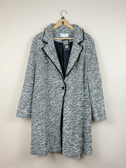 UK Imported secondhand Women's Winter Long Coat - Costswold brand, Black & White Polyester + Viscose, Excellent condition, for Women - Online Thrift Store Lahore Pakistan