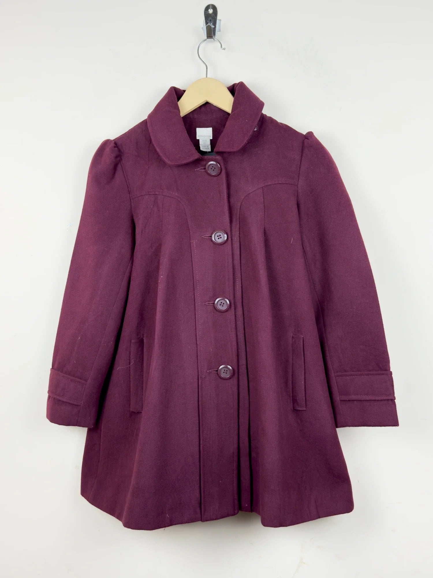 UK Imported secondhand Women's Winter Long Coat - Monsoon brand, Maroon Polyester, Premium condition, for Women - Online Thrift Store Lahore Pakistan