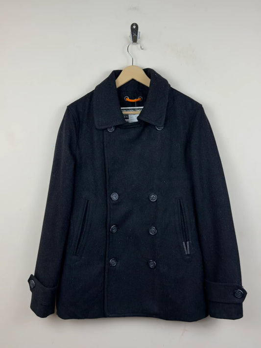 Women's Winter Long Coat | Superdry | Preloved Branded | Black Wool | Premium | OTS Thrift Store Islamabad Pakistan