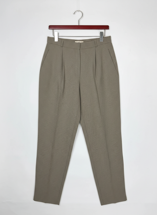 Womens Pants & Trousers | Cut Label | Preloved Branded | beige checked Viscose | Premium | OTS Thrift Store Peshawar Pakistan