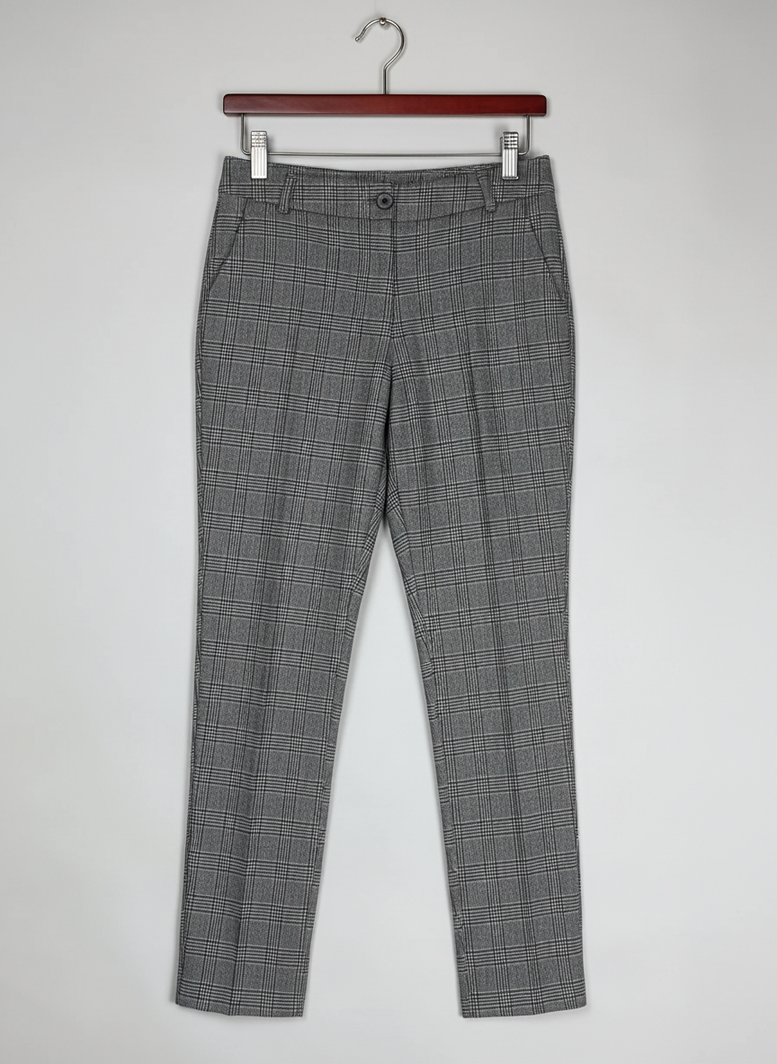 Womens Pants & Trousers | Cut Label | Preloved Branded | Gray Checkes Polyester | Premium | OTS Thrift Store Islamabad Pakistan