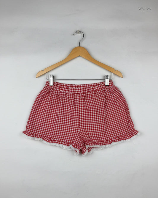 Shop Premium Womens Shorts by Miss Selfridge | Preloved Branded Clothes | Red Polyester | Women | OTS Thrift Store Lahore Pakistan
