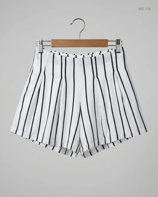UK Imported secondhand Womens Shorts - Unknown brand, Black & White Polyester, Premium condition, for Women - Online Thrift Store Karachi Pakistan