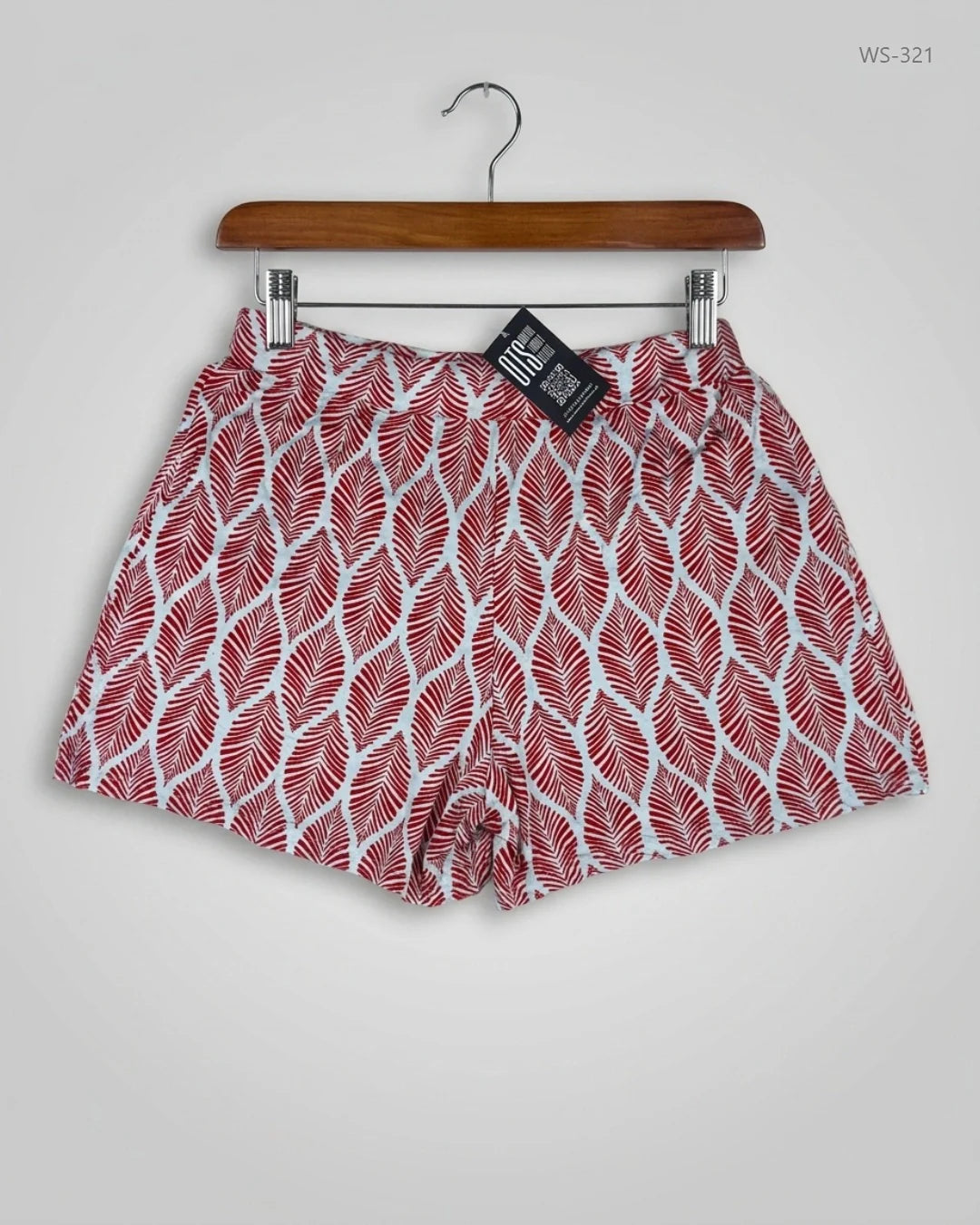 Womens Shorts | Peacocks | Preloved Branded | Red Polyester | Premium | OTS Thrift Store Islamabad Pakistan
