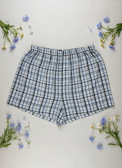 Shop Premium Womens Shorts by George | Preloved Branded Clothes | Blue Cotton | Women | OTS Thrift Store Karachi Pakistan