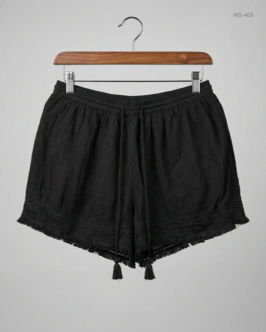 Secondhand Branded Womens Shorts by TU, Black Viscose fabric, Premium condition, for Women - Online Thrift Shop Karachi Pakistan