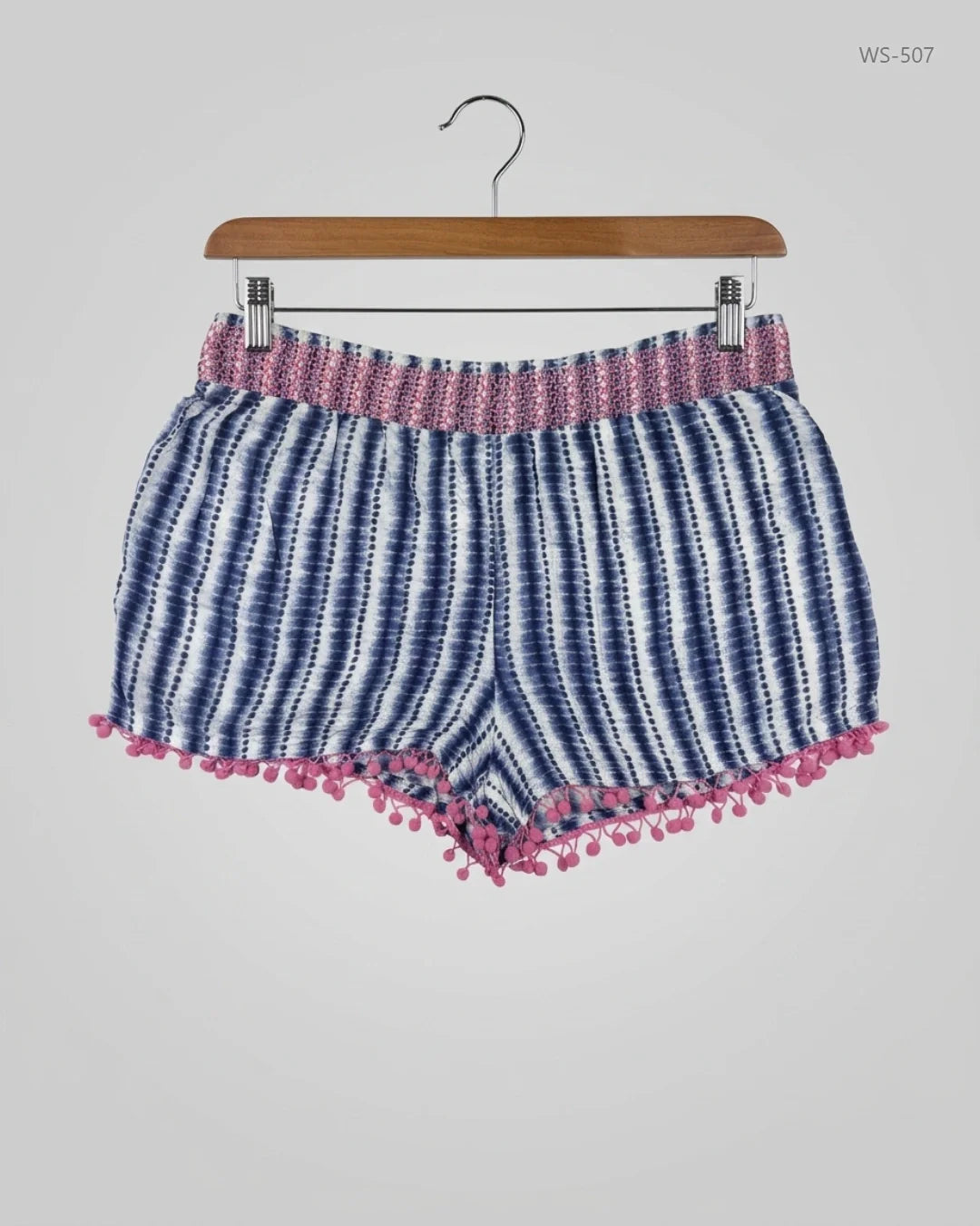 Womens Shorts | Papaya | Preloved Branded | Blue & White Viscose | Premium | OTS Thrift Store Islamabad Pakistan